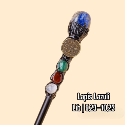 Natural Assorted Crystal Zodiac Magic Wand – Tumbled Stones, Wicca Energy Wand | Gemstone Spiritual Healing Stone Meaning