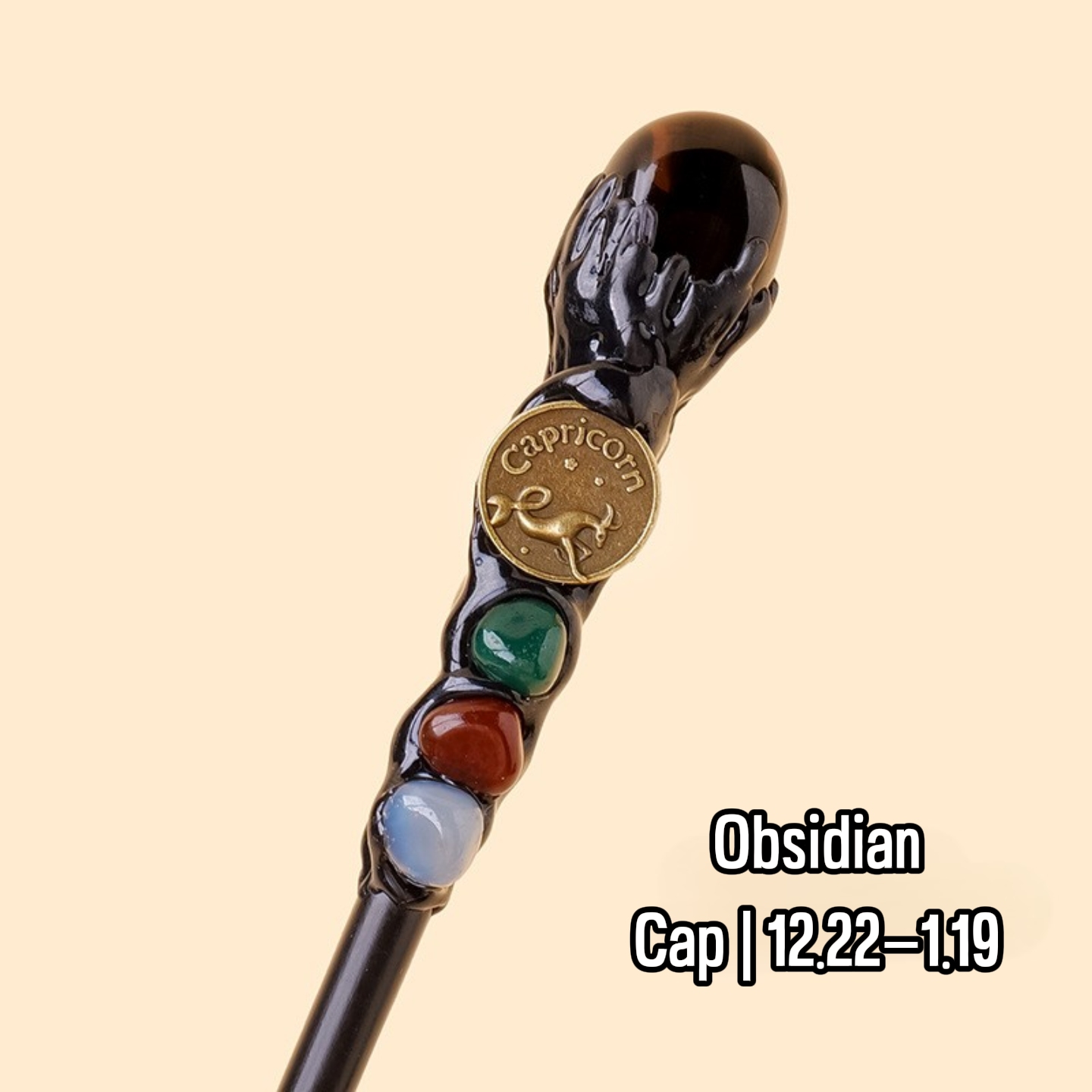 Natural Assorted Crystal Zodiac Magic Wand – Tumbled Stones, Wicca Energy Wand | Gemstone Spiritual Healing Stone Meaning