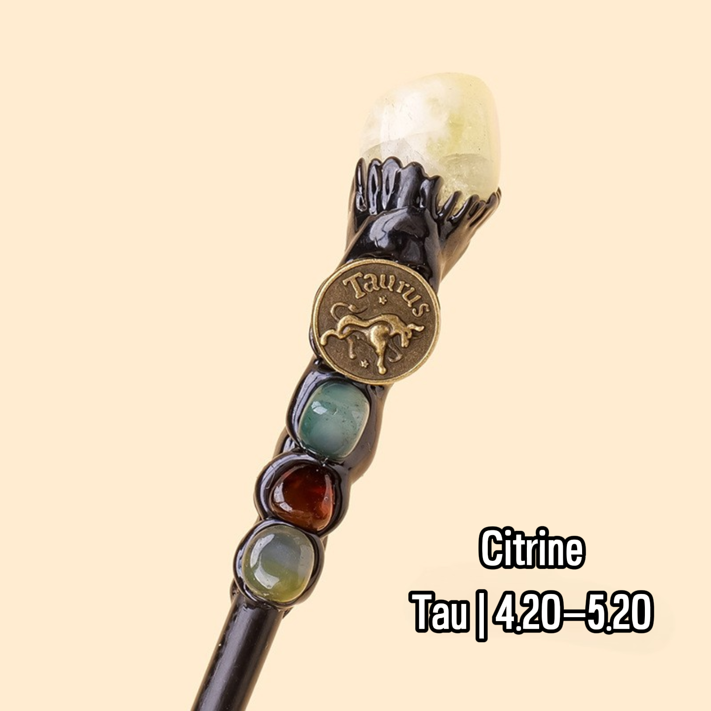 Natural Assorted Crystal Zodiac Magic Wand – Tumbled Stones, Wicca Energy Wand | Gemstone Spiritual Healing Stone Meaning