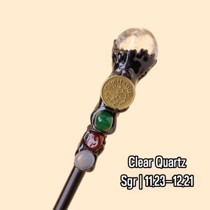 Natural Assorted Crystal Zodiac Magic Wand – Tumbled Stones, Wicca Energy Wand | Gemstone Spiritual Healing Stone Meaning