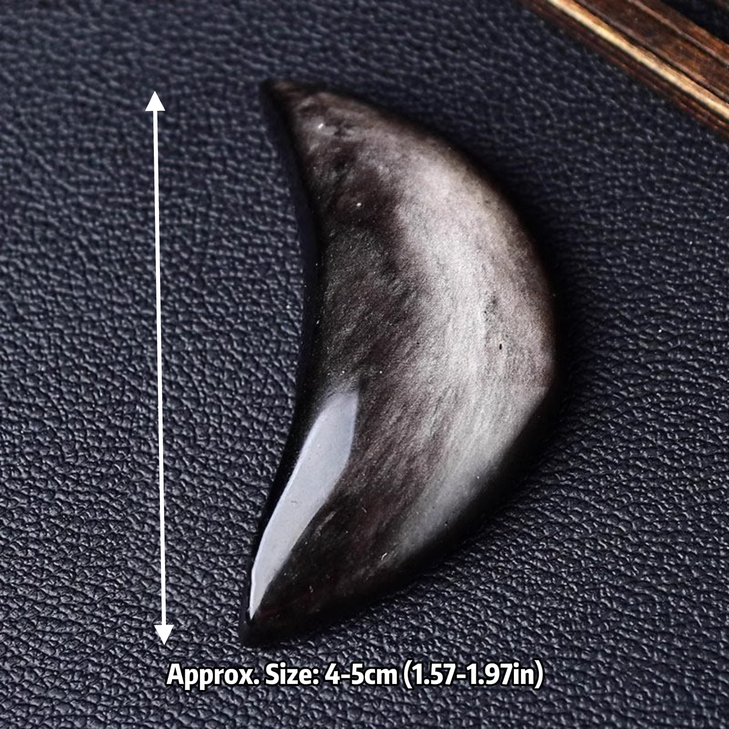 Natural Silver Obsidian Crescent Moon Figurine Hand Carved Crystal Lucky Stone for Home Decor & Office Statues | Gemstone Spiritual Healing Stone Meaning