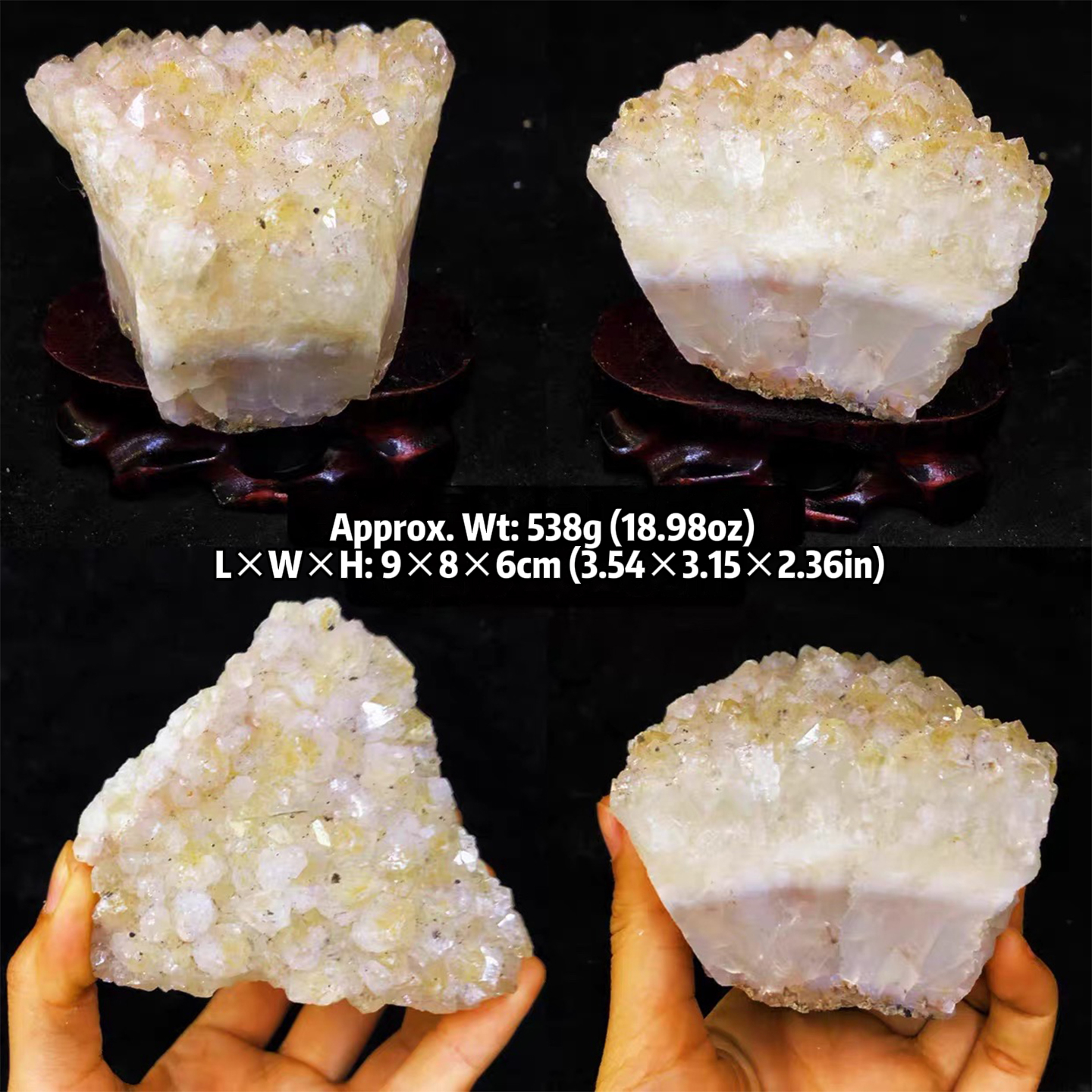 Natural Citrine Crystal Cluster with Cut Base – Citrine Rough Stone On Stand for Abundance & Prosperity Decor | Gemstone Spiritual Healing Stone Meaning