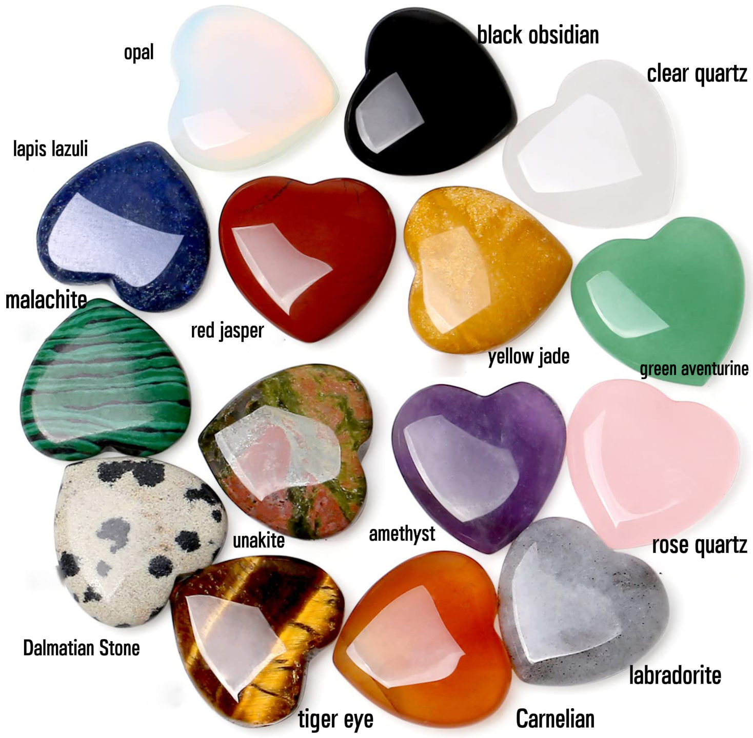 Natural Crystal Heart-Shaped Gemstone Set · Healing Decor Gift Collection