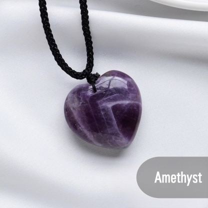 Natural Raw Crystal Heart Pendant Necklace · Healing Gemstone Heart Jewelry · Energy Stone Heart Charm