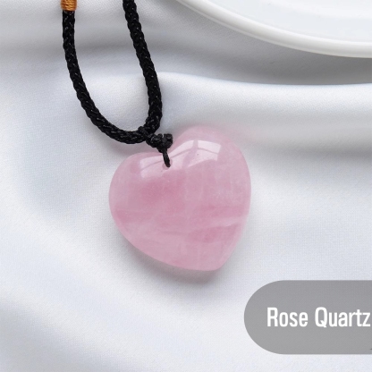 Natural Raw Crystal Heart Pendant Necklace · Healing Gemstone Heart Jewelry · Energy Stone Heart Charm