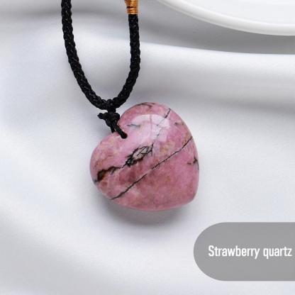 Natural Raw Crystal Heart Pendant Necklace · Healing Gemstone Heart Jewelry · Energy Stone Heart Charm