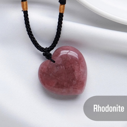 Natural Raw Crystal Heart Pendant Necklace · Healing Gemstone Heart Jewelry · Energy Stone Heart Charm