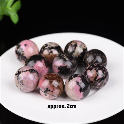 Natural Rhodonite Crystal Sphere – Raw Stone Healing Decor | DIY No-Hole Round Bead for Jewelry & Pendants