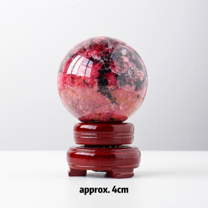 Natural Rhodonite Crystal Sphere – Raw Stone Healing Decor | DIY No-Hole Round Bead for Jewelry & Pendants