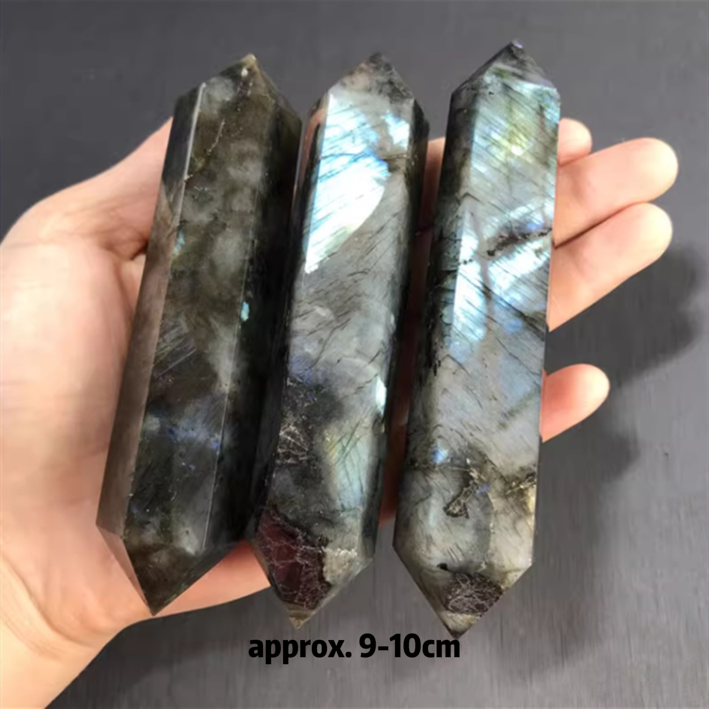 Natural Labradorite Single-Point Crystal Tower | Polished Six-Facet Gemstone | Healing & Home Décor