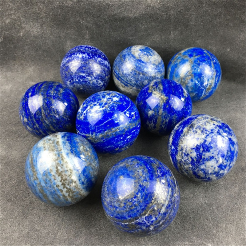 Natural Afghan Lapis Lazuli Gemstone Sphere – Raw Stone Seven-Star Grid Decor | Crystal Spiritual Healing Stone Meaning