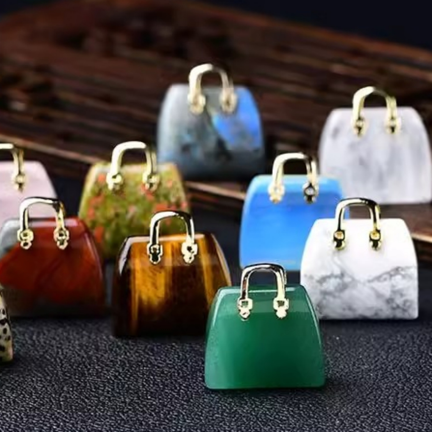 Natural Crystal Stone Handbag-Shaped Carving Craft · Polished DIY Pendant | Gemstones Spiritual Healing Stone Meaning
