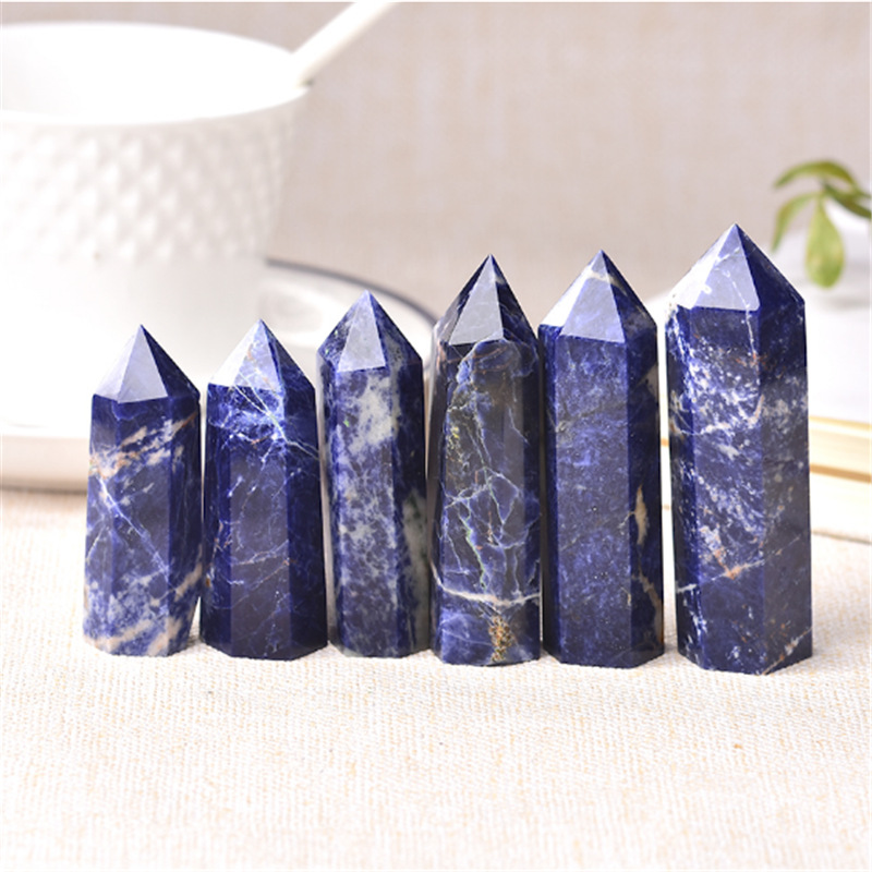 Natural Sodalite Gemstone Single-Terminated Crystal Tower – Six-Facet Raw Stone | Crystal Spiritual Healing Stone Meaning