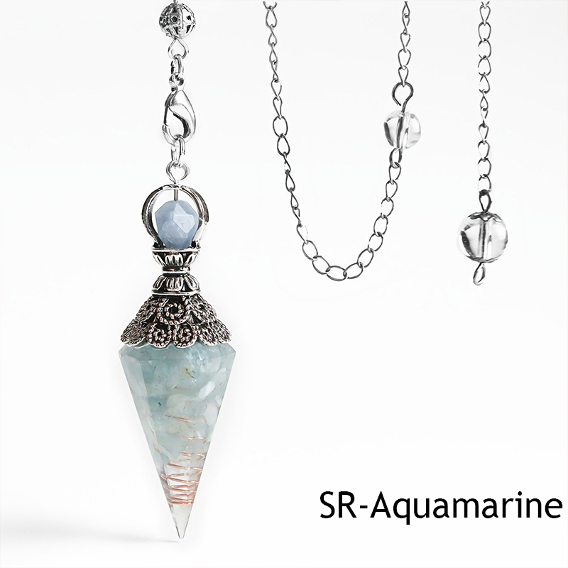 Natural Crystals Gemstone Pendulum with Antique Silver Chain emotionnal crystal healing&decor