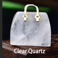 Natural Crystal Handbag-Shaped Carving · Polished Raw Gemstone Decor · DIY Pendant Craft