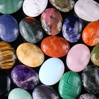 Natural Crystal Large Oval Polished Plam Stone,Worry Stone For Stress Relief | Gemstone Spiritual Healing Stone Meaning