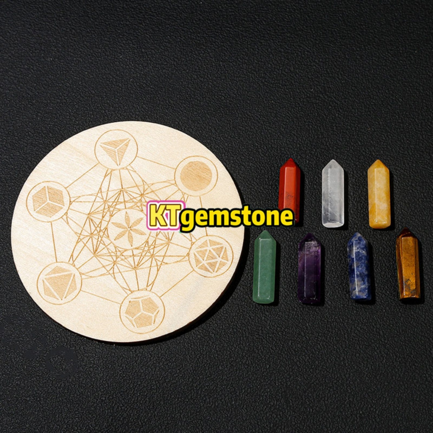  Natural Crystal Tower Fengshui Seven-Star Array Healing Stones Set with Wooden Board for Meditation Reiki | Gemstone Spiritual Healing Stone Meaning