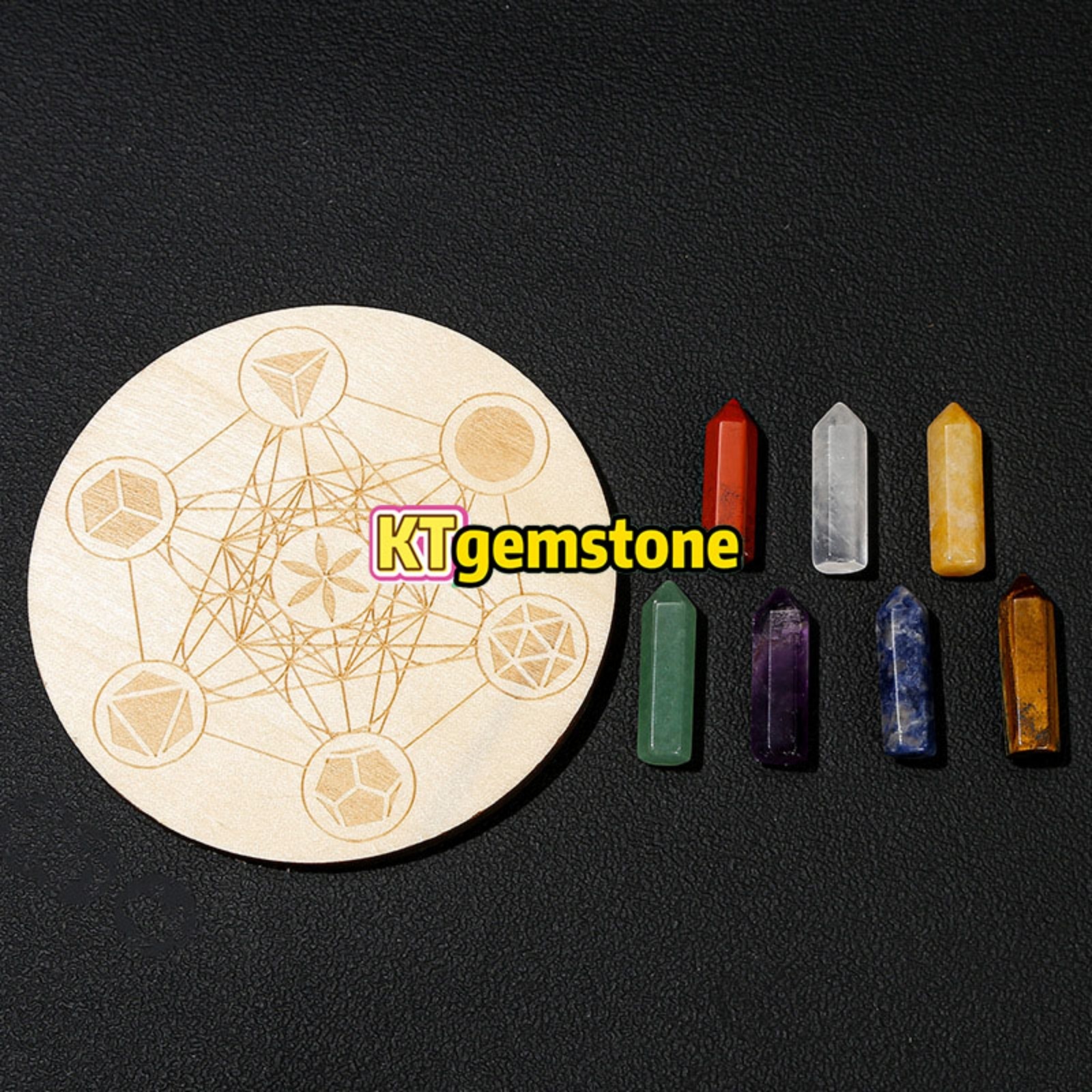  Natural Crystal Tower Fengshui Seven-Star Array Healing Stones Set with Wooden Board for Meditation Reiki | Gemstone Spiritual Healing Stone Meaning