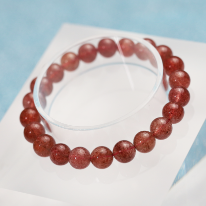 The Strawberry Quartz Bracelet 6 to 16 mm ,Gemstone Round Beads Stretch Bracelet Beads, ,Natural Healing Stone,Gift For Women