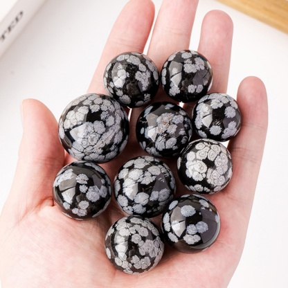 Natural Silver Obsidian Crystal Sphere - Polished Silver Sheen Obsidian Stone Crystal Ball  for Meditation & Feng Shui | Gemstone Spiritual Healing Stone Meaning