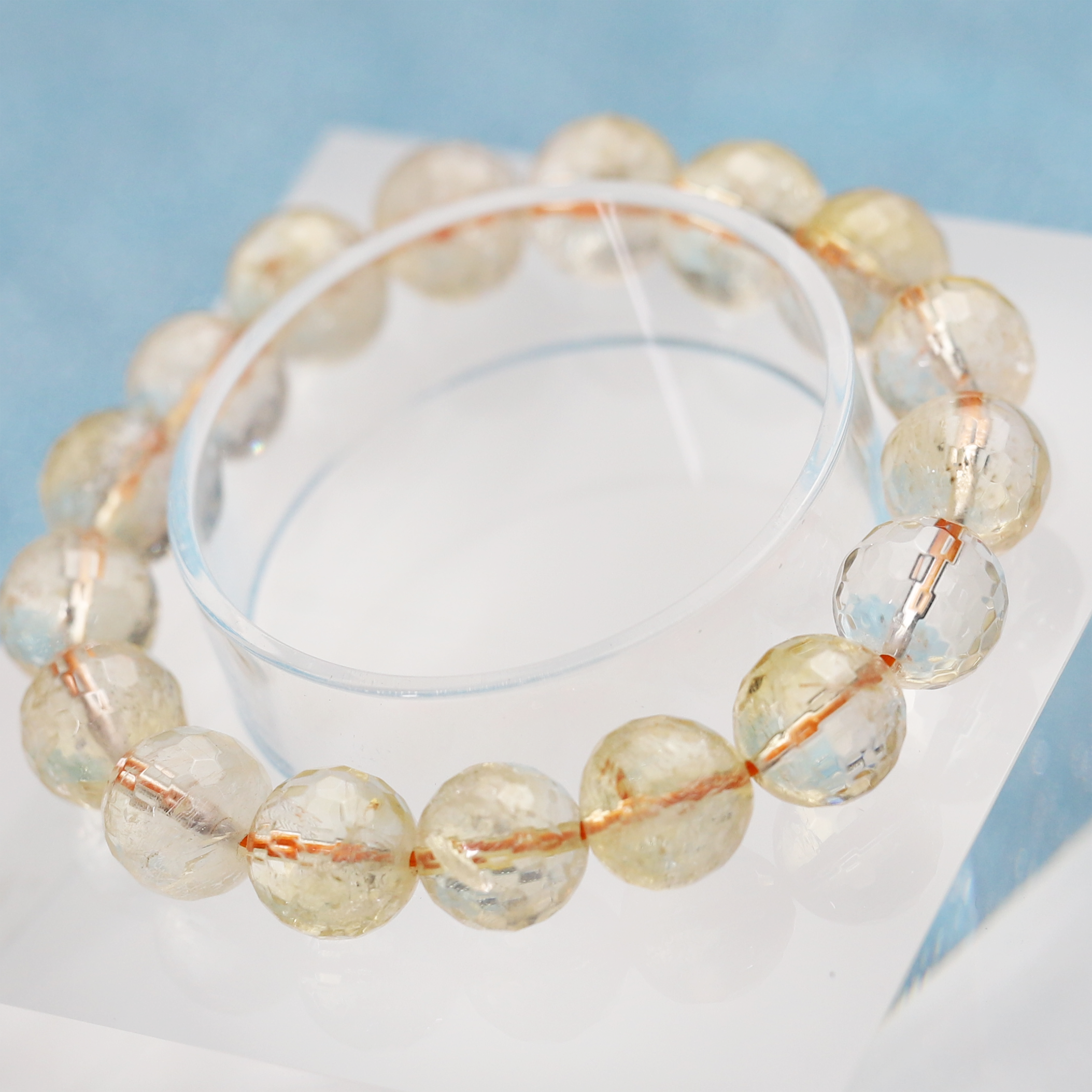 The 128 faceted citrine Bracelet 6 to 16 mm ,Gemstone Round Beads Stretch Bracelet Beads, ,Natural Healing Stone,Gift For Women
