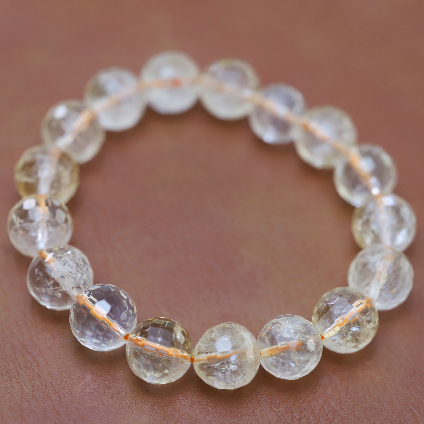 The 128 faceted citrine Bracelet 6 to 16 mm ,Gemstone Round Beads Stretch Bracelet Beads, ,Natural Healing Stone,Gift For Women