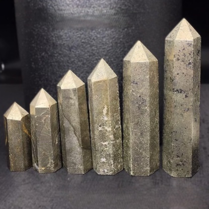 Natural Pyrite Crystal Obelisk Tower Hexagonal Crystal Point for Reiki Healing and Crystal Grid |  Gemstone Spiritual Healing Stone Meaning