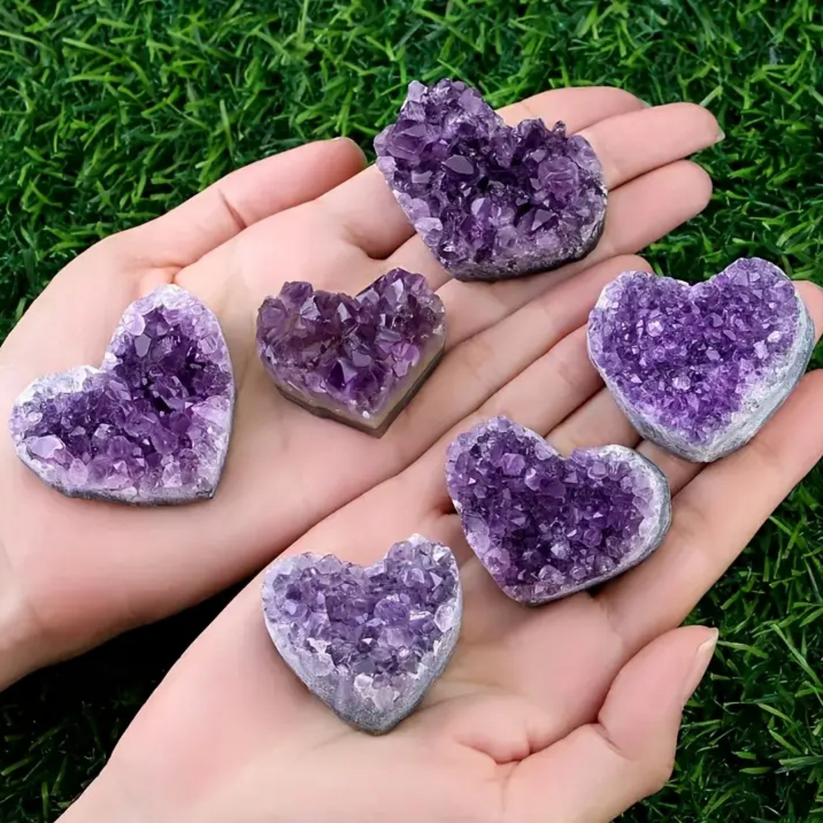 Natural Amethyst Crystal Cluster Heart-Shape Geode Decorative Rock Raw Stone | Gemstone Spiritual Healing Stone Meaning