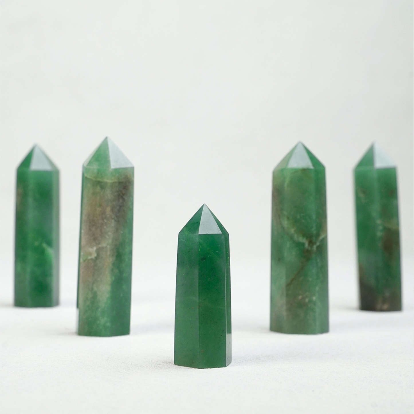 Green Aventurine Gemstone Point Tower – Six-Sided Raw Crystal Decor | Crystal Spiritual Healing Stone Meaning