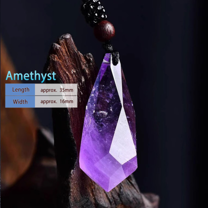 Natural Crystal & Gemstone Faceted Teardrop Pendant · Raw-Cut Polished Necklace with Braided Cord · Universal style