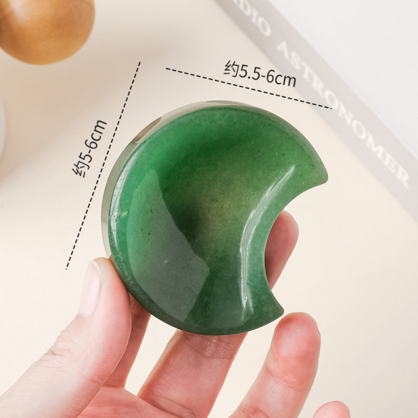 Natural Green Aventurine Moon-Shape Gemstone Bowl for Cleansing | Crystal Spiritual Healing Stone Meaning