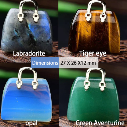 Natural Crystal Handbag-Shaped Carving · Polished Raw Gemstone Decor · DIY Pendant Craft