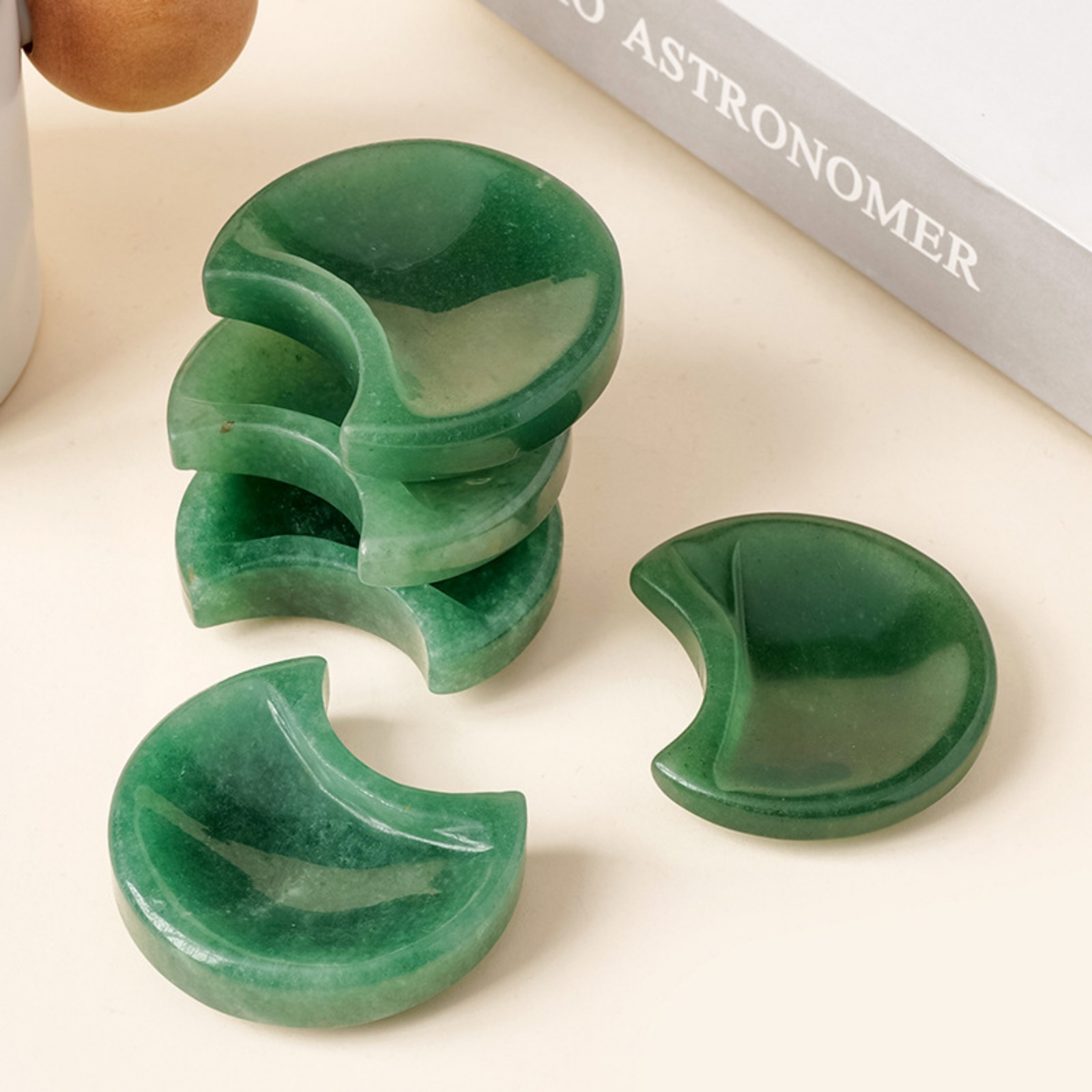 Natural Green Aventurine Moon-Shape Gemstone Bowl for Cleansing |  Crystal Spiritual Healing Stone Meaning
