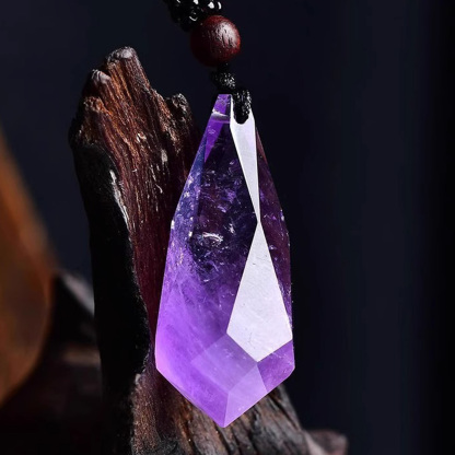 Natural Crystal & Gemstone Faceted Teardrop Pendant · Raw-Cut Polished Necklace with Braided Cord · Universal style