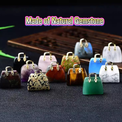 Natural Crystal Handbag-Shaped Carving · Polished Raw Gemstone Decor · DIY Pendant Craft