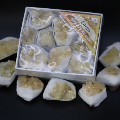9in1 Citrine gemstone raw stone boxack hsjz001
