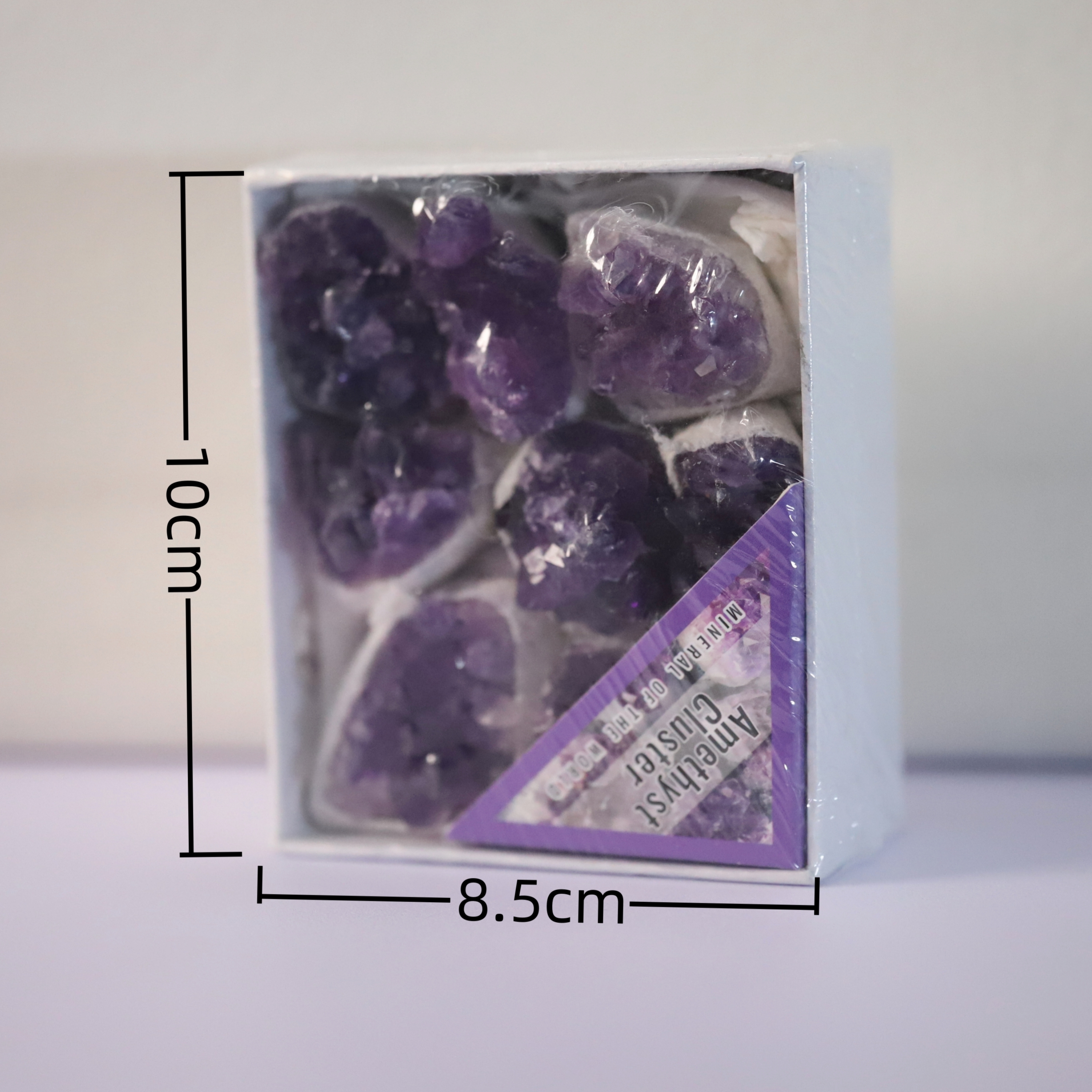 9in1 Amethyst crystal gemstone raw stone boxack zjsz001