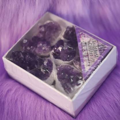 9in1 Amethyst crystal gemstone raw stone boxack zjsz001