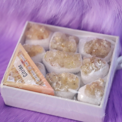 9in1 Citrine gemstone raw stone boxack hsjz001