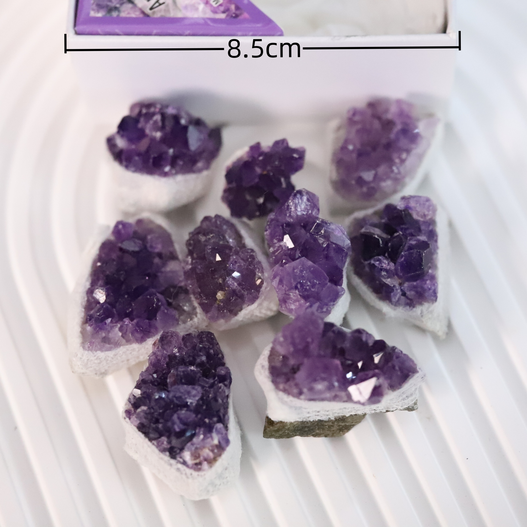 9in1 Amethyst crystal gemstone raw stone boxack zjsz001