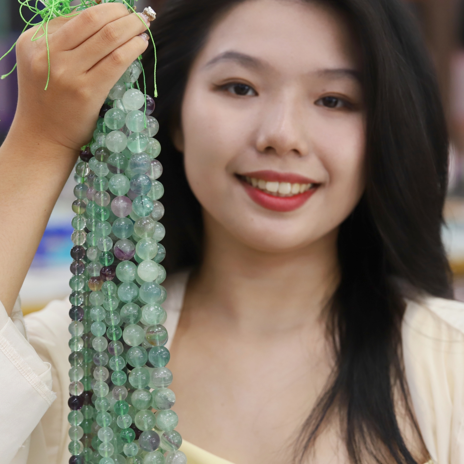 The Green Fluorite Loose bead 6 to 16 mm ,Gemstone Loose bead Stretch Bracelet Beads, ,Natural Healing Stone,Gift For Women