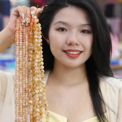 The Citrine Loose bead 6 to 16 mm ,Gemstone Loose bead Stretch Bracelet Beads, ,Natural Healing Stone,Gift For Women