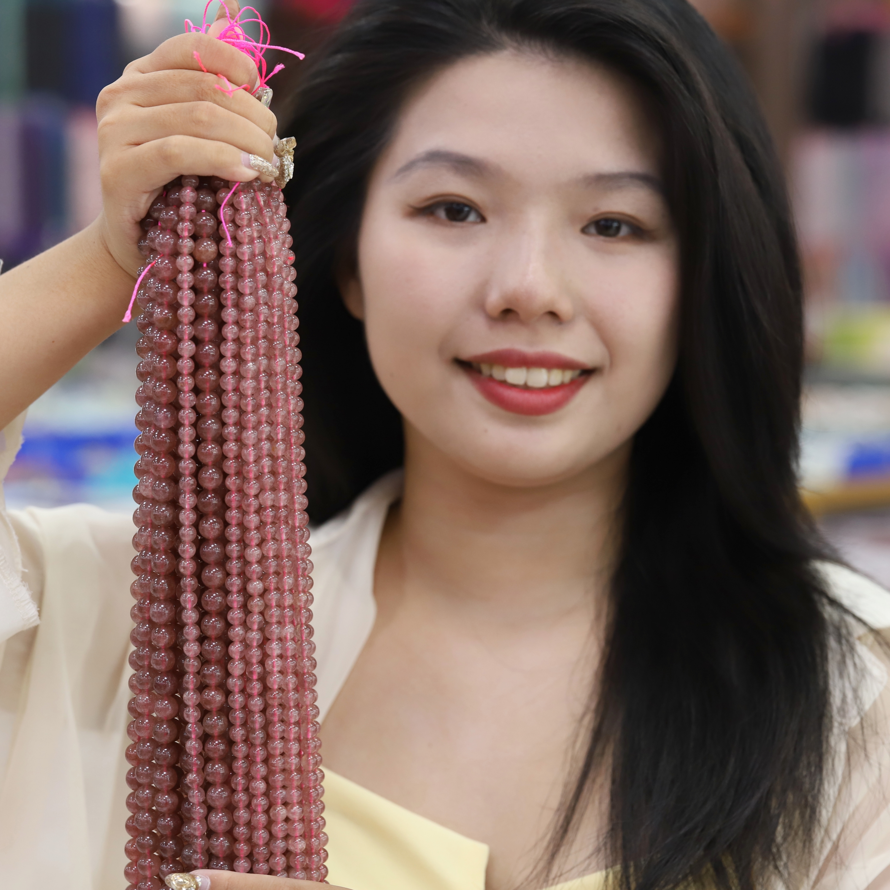 The Strawberry Quartz Loose bead 6 to 16 mm ,Gemstone Loose bead Stretch Loose bead, ,Natural Healing Stone,Gift For Women