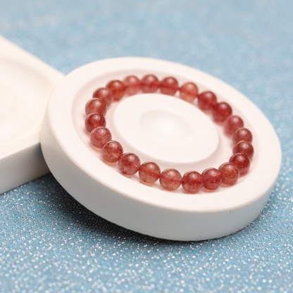 The Strawberry Quartz Bracelet 6 to 10 mm ,Gemstone Round Beads Stretch Bracelet Beads, ,Natural Healing Stone,Gift For Women