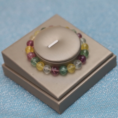 The Rainbow Fluorite Bracelet 6 to 16 mm ,Gemstone Round Beads Stretch Bracelet Beads, ,Natural Healing Stone,Gift For Women