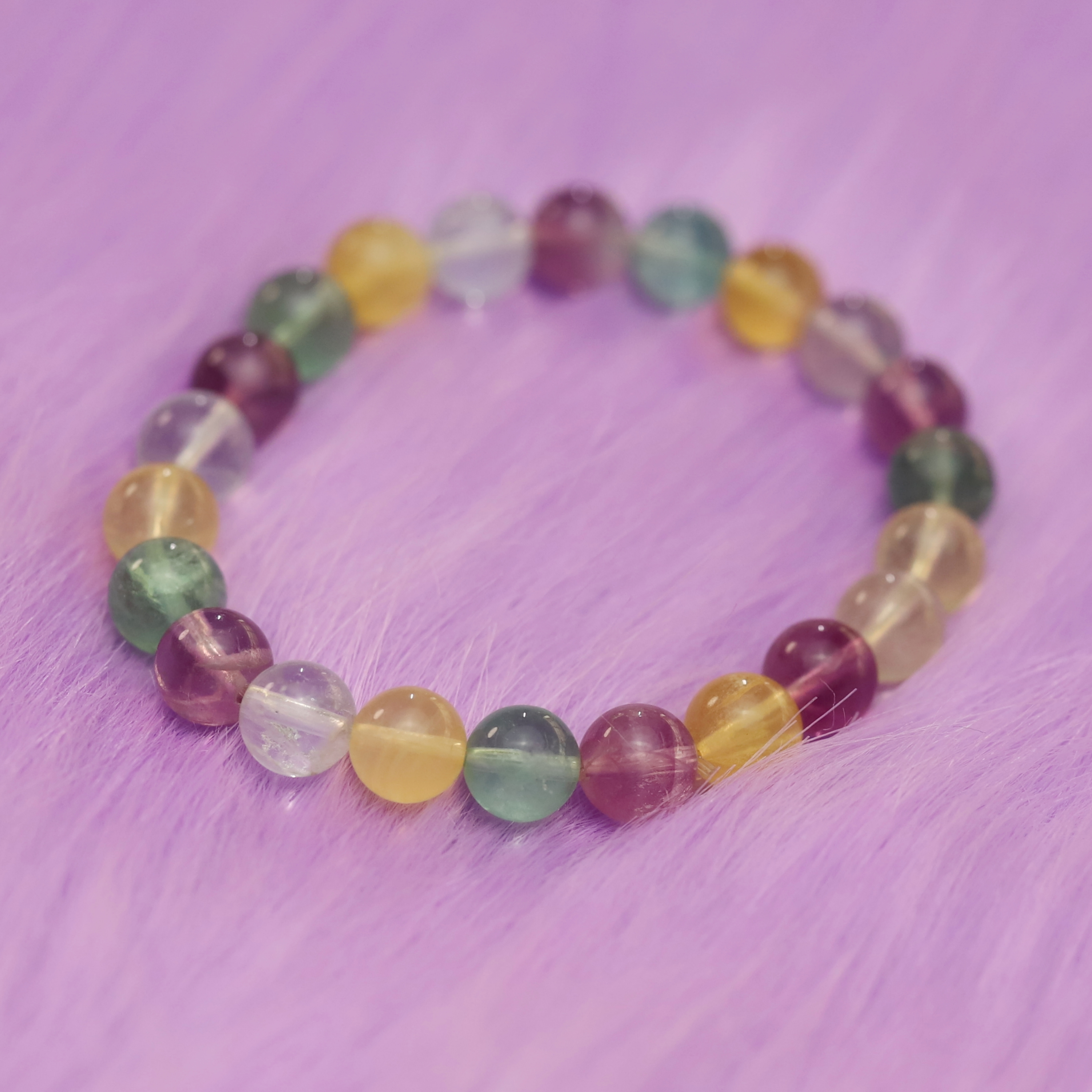 The Rainbow Fluorite Bracelet 6 to 16 mm ,Gemstone Round Beads Stretch Bracelet Beads, ,Natural Healing Stone,Gift For Women