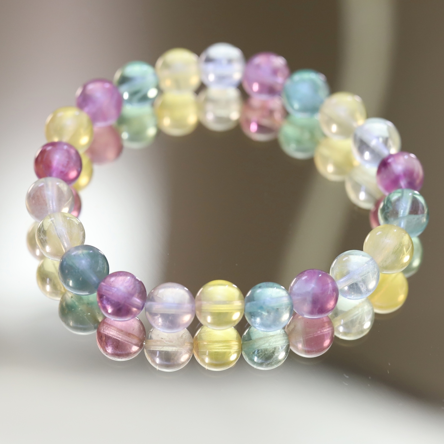 The Rainbow Fluorite Bracelet 6 to 16 mm ,Gemstone Round Beads Stretch Bracelet Beads, ,Natural Healing Stone,Gift For Women