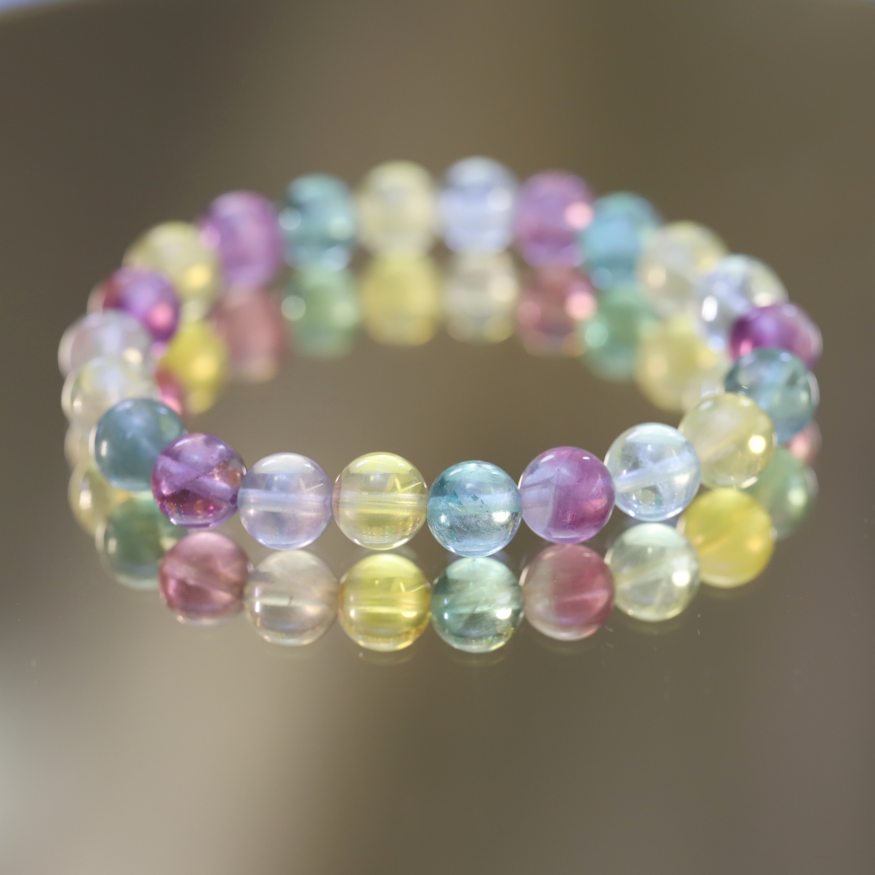 The Rainbow Fluorite Bracelet 6 to 16 mm ,Gemstone Round Beads Stretch Bracelet Beads, ,Natural Healing Stone,Gift For Women