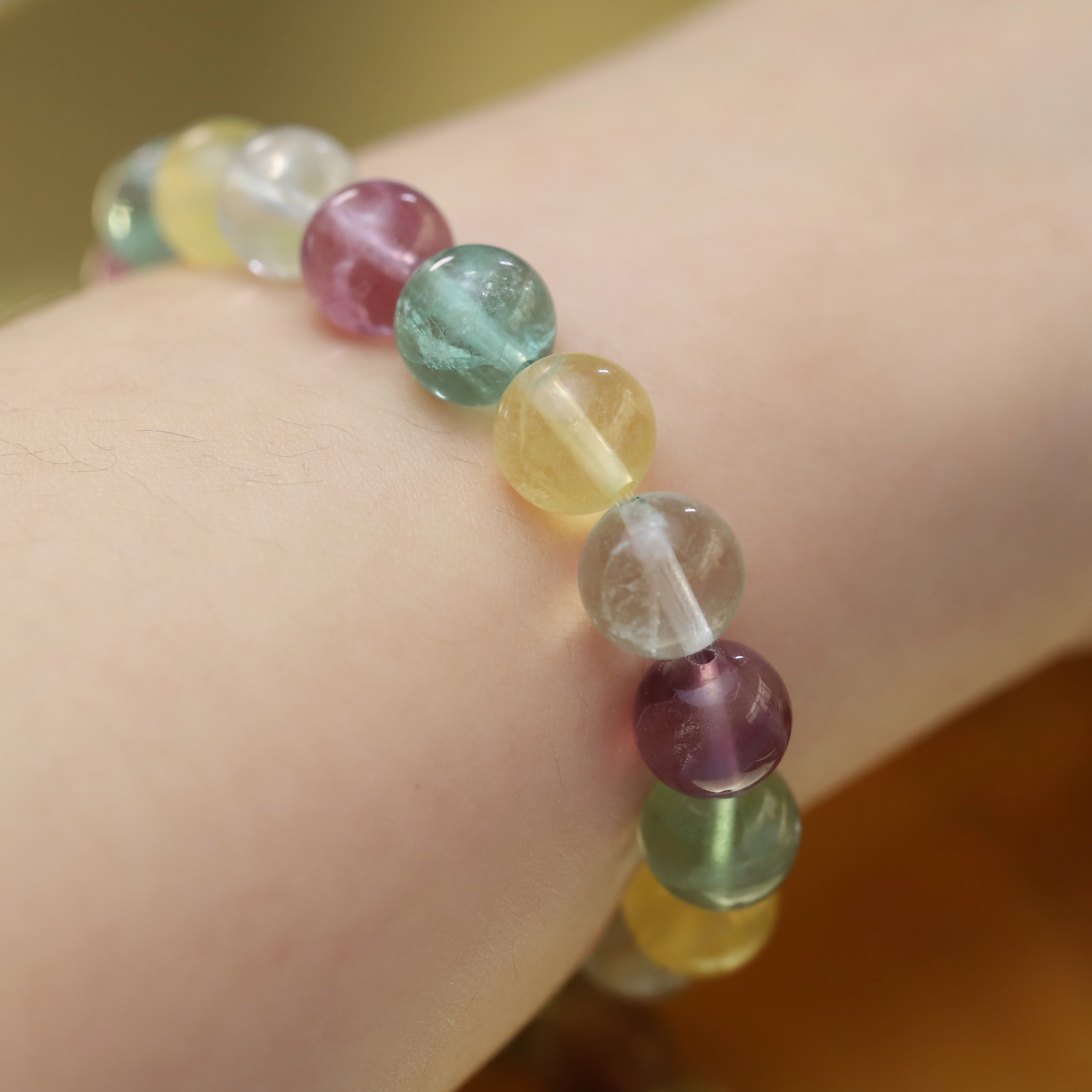 The Rainbow Fluorite Bracelet 6 to 16 mm ,Gemstone Round Beads Stretch Bracelet Beads, ,Natural Healing Stone,Gift For Women