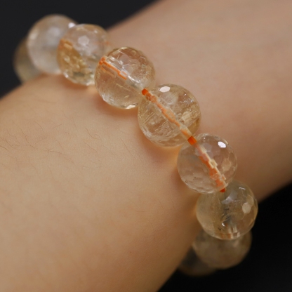 The 128 faceted citrine Bracelet 6 to 16 mm ,Gemstone Round Beads Stretch Bracelet Beads, ,Natural Healing Stone,Gift For Women